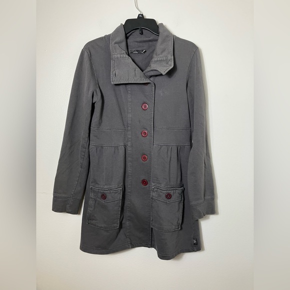 Prana Jacket Women’s M Button Front Cotton Gray Pockets Outdoors‎ - Picture 1 of 8